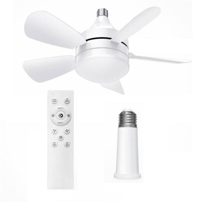 et Télécommande - Lampe de Ventilateur à Douille avec Ampoule LED à Intensité Variable Petit Ventilateur de Plafond à Visser