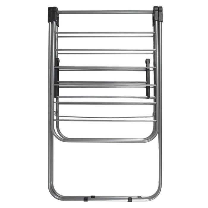Etendoir à linge pliable 15 mètres étendage tubes métallique gris