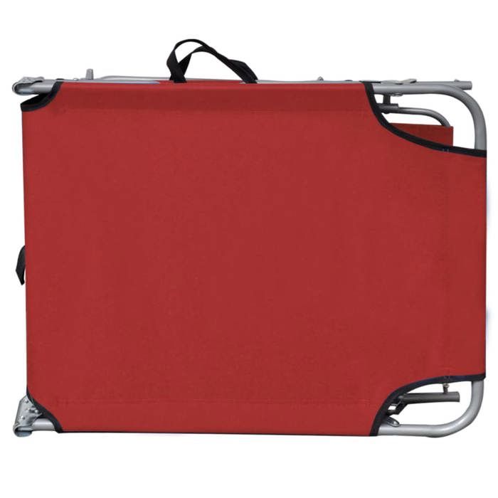 Chaise longue pliable avec auvent - WIENS - Rouge - Aluminium - 1885x575x27 cm - Dossier réglable - Capacité 110 kg