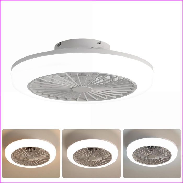 Ventilateur de plafond - 18 pouces sans pales avec lumière et télécommande – Blanc - Dominiquefe