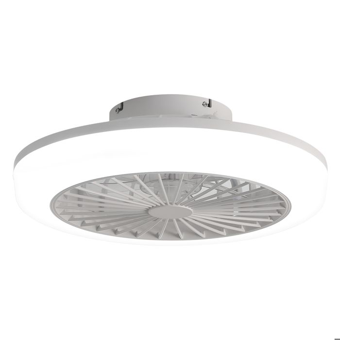 ROLIPO Ventilateur de Plafond Fermé avec Lumière 46cm Dimmable LED 60W - Télécommande - Moteur DC Silencieux Hiver-Été - Blanc - Rolipo