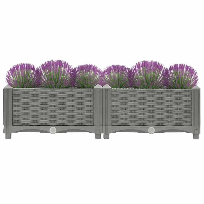 Jardinière de balcon Gris - Sarazyj® Lit surélevé 80x40x23 cm - Pour patio/jardin -Polypropylène - J258225