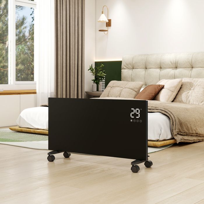Radiateur – ultra fin 7cm – connecté WiFi – mural ou mobile – jusqu’à 25m² – verre trempé AICA - vue 2