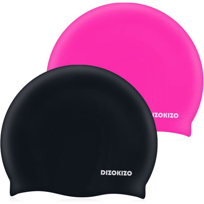 2pcs Bonnet de Bain en Silicone à élasticité élevée pour Femmes et Hommes Bonnets de Natation Confortables Anti-glissants