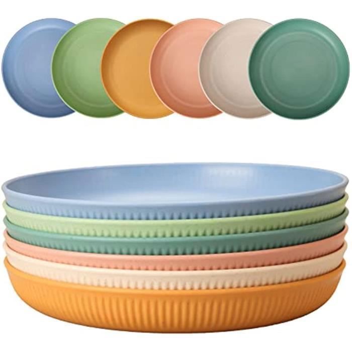 Assiettes de Camping - Lot de 6 - Incassables - Plastique - 225cm Femeo