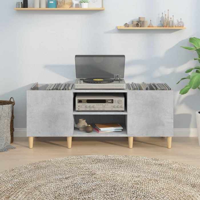 Armoire à disques - Meuble de rangement - design simple - bois dingénierie - gris béton - 121x38x48 cm jgr76b512952