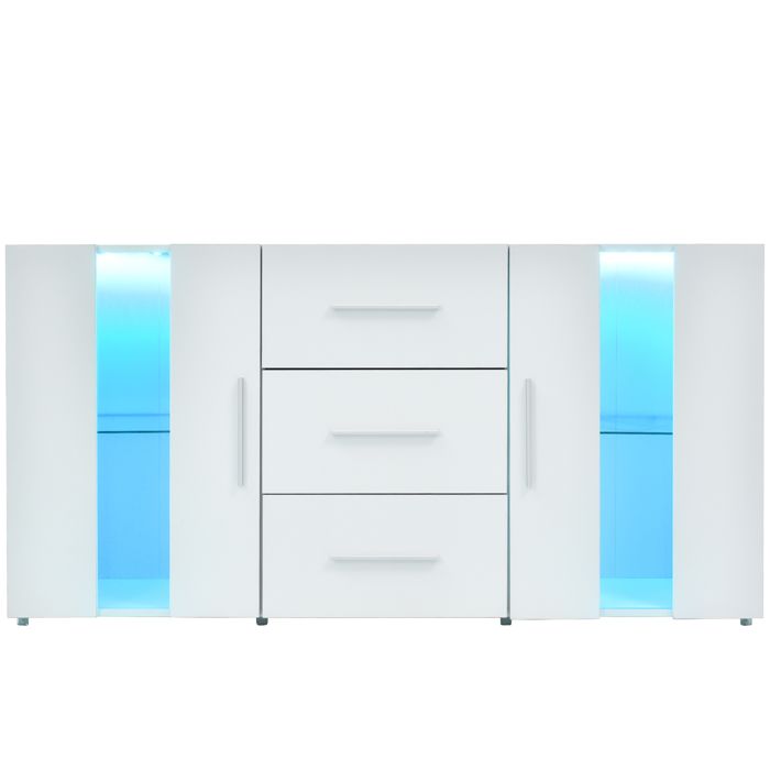 Buffet bas avec LED meuble de rangement multifonction 140 cm pour salon et salle à manger commode et meuble TV Buffet bas avec LED meuble de rangement multifonction 140 cm pour salon et salle à manger commode et meuble TV