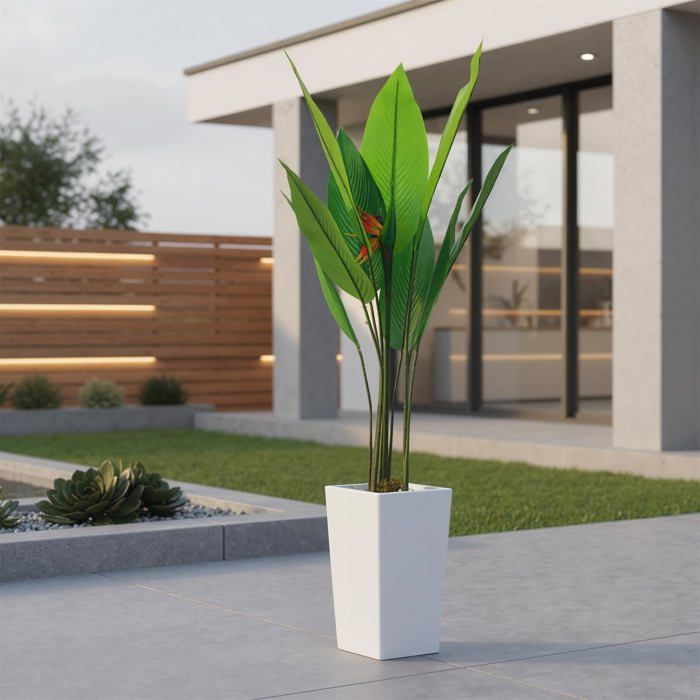 Koioplie Arbre Artificiel Plante Tropicale - Feuillage Réaliste Pot Blanc Lesté - bird of paradise - 4.8FT