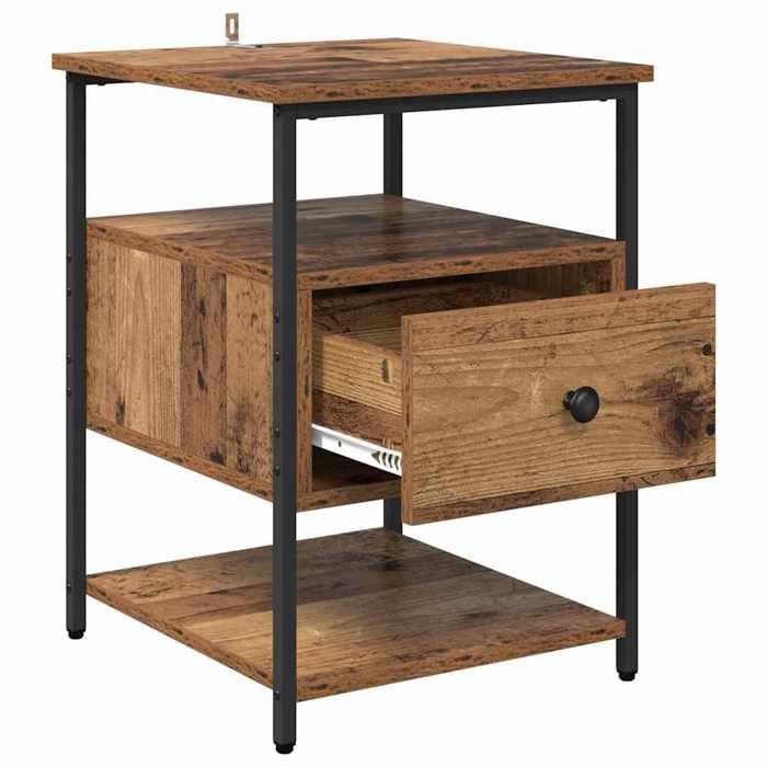 Cabinet de Lit Moderne Marron Table de chevet/nuit avec rangement Bois ancien 40x42x56 cm Bois dingénierie CC4537