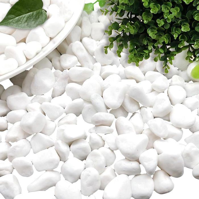 Gravier Blanc - 1000g - Pierre Naturelle - Décoration Jardin et Aquarium - Pour Pots Fleurs et Paysage - 1 à 3 cm