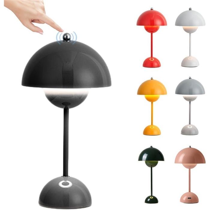 Lampe pot de fleurs LED tactile 3 niveaux de luminosité champignon rechargeable sans fil Lampe pot de fleurs LED tactile 3 niveaux de luminosité champignon rechargeable sans fil