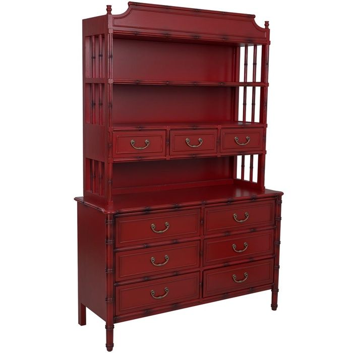 Bibliothèque en bois rouge 129x48x193 cm h Bibliothèque en bois rouge 129x48x193 cm h