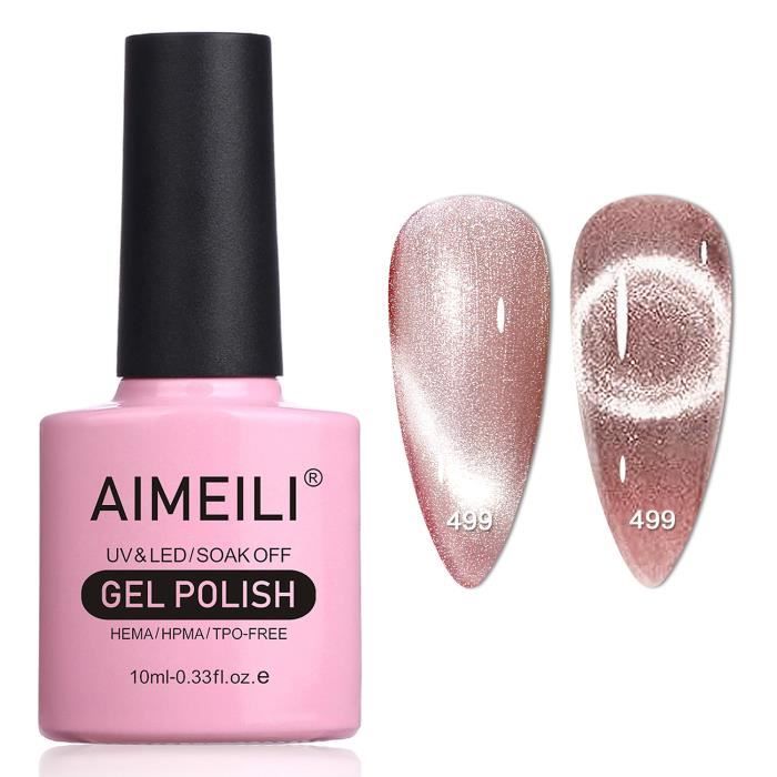 AIMEILI Vernis Semi Permanent Magnétique Holographique 9D Cat Eye Vernis à Ongles Gels Caméléon Oeil de Chat Phantom-10ml(499)