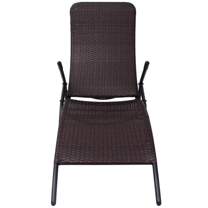 chaise longue pliable rotin synthétique marron-ako7370392738601
