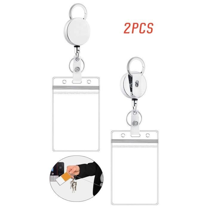 2 Porte-badges Rétractables – Support Carte D'identité Professionnelle