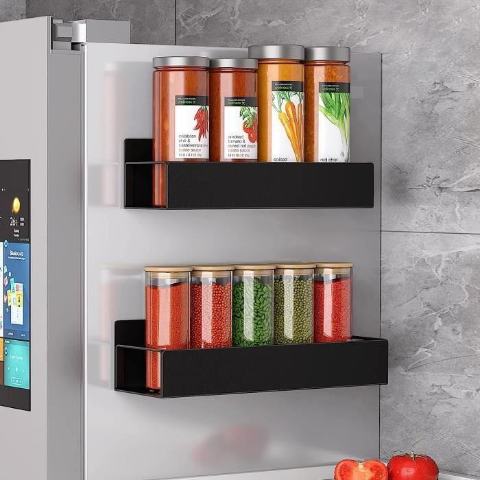 étagère Magnétique pour Réfrigérateur, 2 étagères Aimantées Métaux  Porte-épices Magnétique étagère à épices cuisine, peu