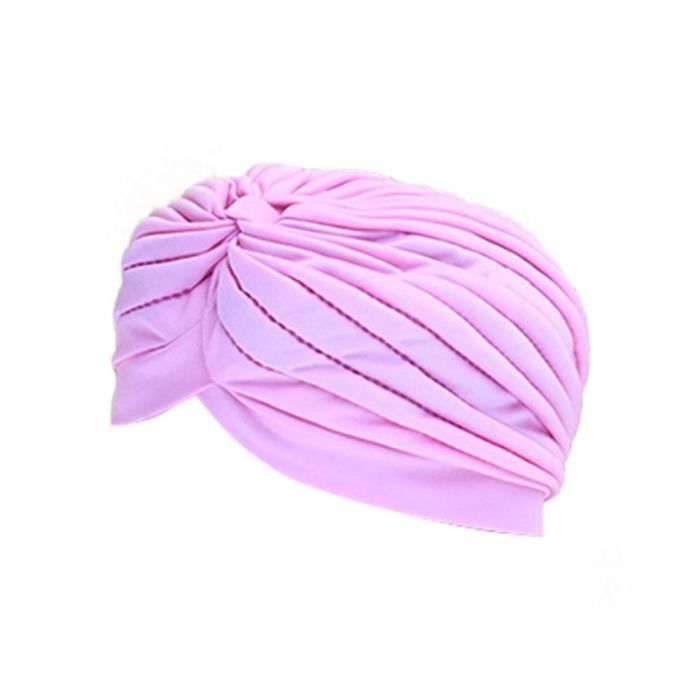 rose - turban indien élastique en nylon respirant, écharpe de tête, chapeaux de piscine, sports de plein air,