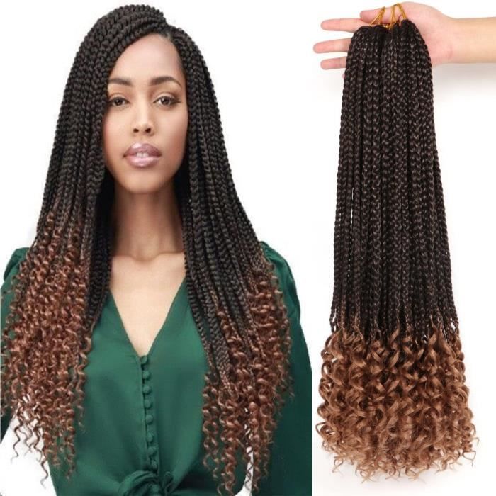 2 Extensions De Cheveux Semi-naturelles 18 Pouces Pour Tresses Africaines - Noir, Résistant à La Chaleur