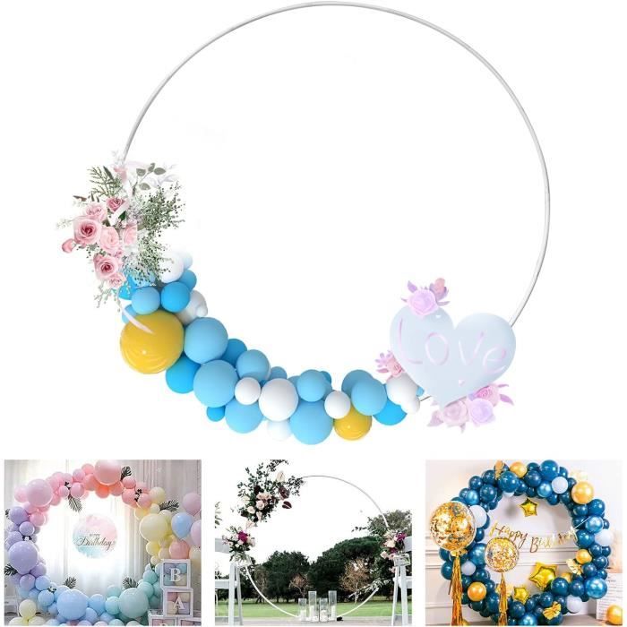Arche Ballons Métal LANGXUN - Support Décoratif Mariage, Anniversaire, Baby Shower (blanc)