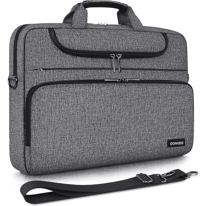 Sacoche Ordinateur Portable 15,6" DOMISO - Imperméable, Bandoulière - Gris - Pour ASUS, HP, Lenovo, Dell