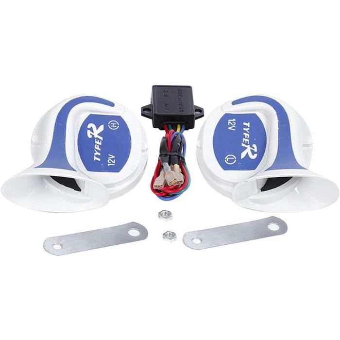 WIYETY Klaxon Voiture Argenté 12V Double Tube 120dB - Klaxon Air Comprimé Puissant Pour Voiture Moto Camion Bateau