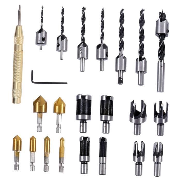 Jeu De 6 Forets à Chanfreiner 90° Teocpai – Tige Hexa 1/4'', HSS Plaqué Titane, 6-19 Mm