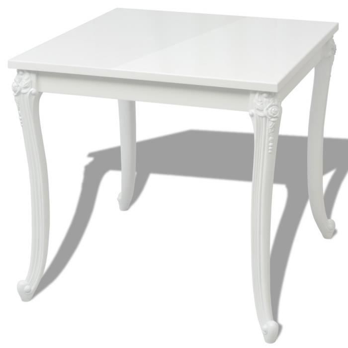table de salle à manger - laquee blanche - carré - 80 x 80 x 76 cm