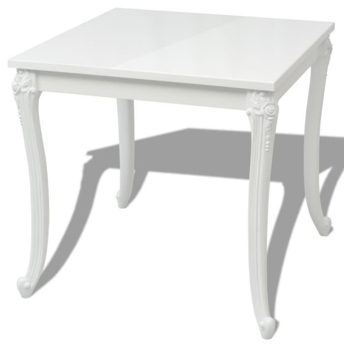 Table de salle à manger - Laquee Blanche - Carré - 80 x 80 x 76 cm