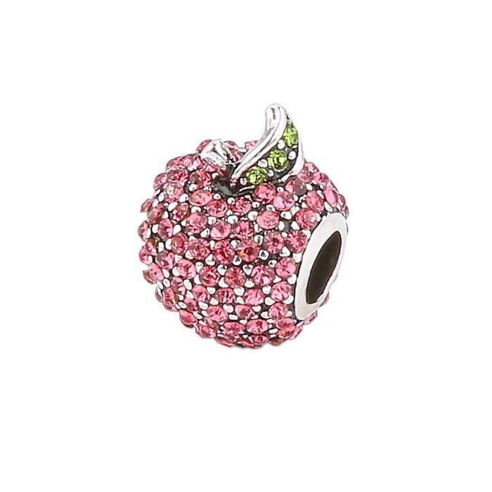 TheCharmWorks Charm Pomme Rouge en Argent 925/1000 - Attache Mousqueton