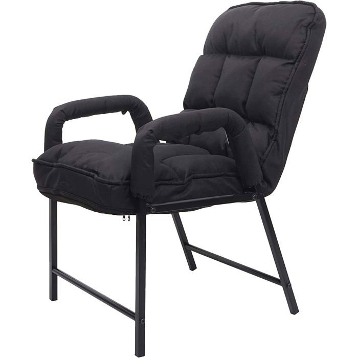 Chaise fauteuil lounge rembourree dossier inclinable 160 kg metal reglable en tissu/textile noir FAL04053