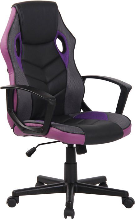 fauteuil de bureau gaming chaise gamer sur roulettes en synthetique et maille noir et violet