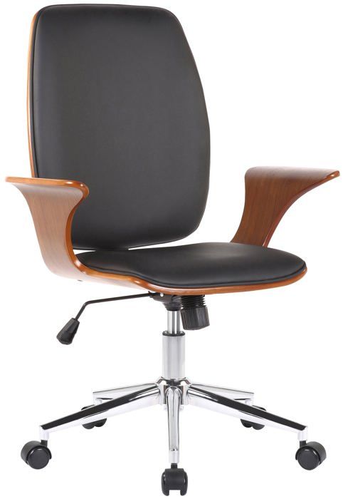 fauteuil de bureau classique et confortable dossier ergonomique hauteur reglable en synthetique noir bois et metal