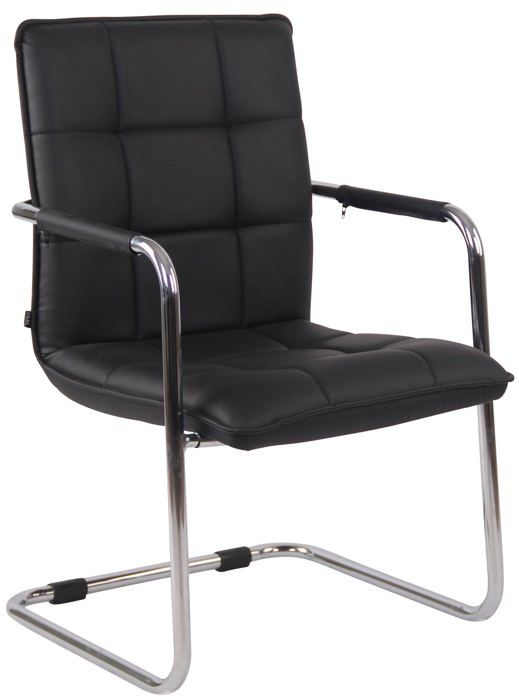 chaise visiteur fauteuil de bureau sans roulettes en cuir synthetique noir cadre metal