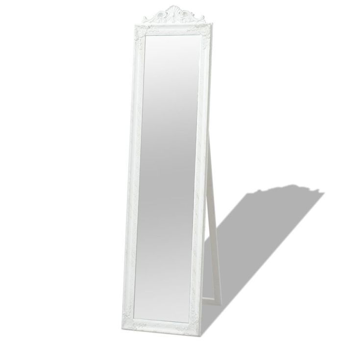 Miroir sur pied Style baroque 160 x 40 cm Blanc DEC022662