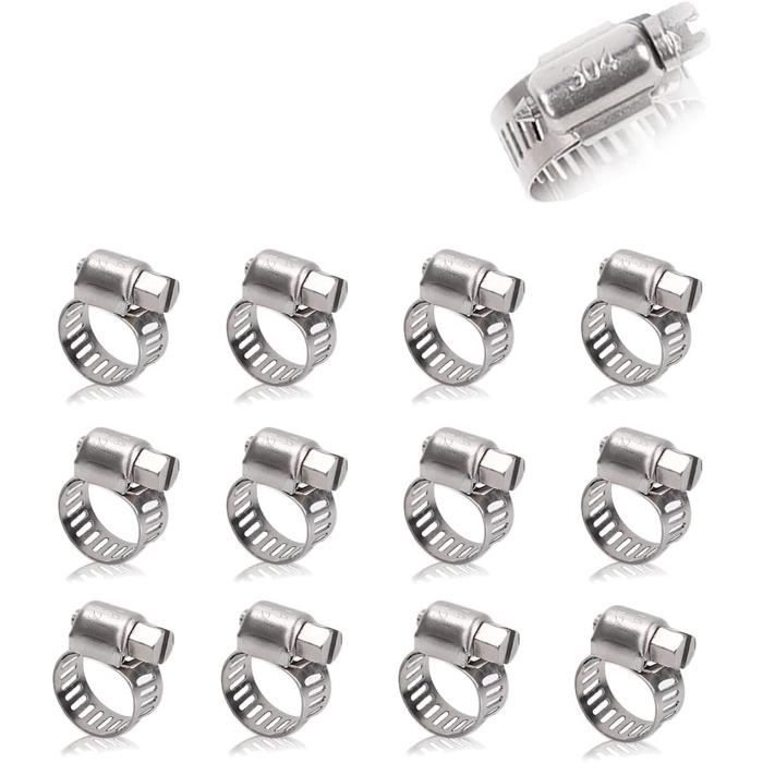 Mini collier de serrage en acier inoxydable pour tuyau de carburant - Taille optionnelle pour tuyau d'air, eau et carburant (6-8 mm Mini collier de serrage en acier inoxydable pour tuyau de carburant - Taille optionnelle pour tuyau d'air, eau et carburant (6-8 mm