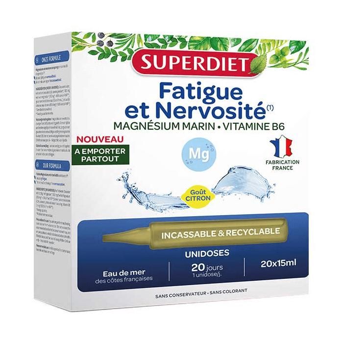 Superdiet -- Magnésium marin et vitamine b6 goût citron (fatigue, système nerveux) - 20 ampoules de 10 ml main image 0