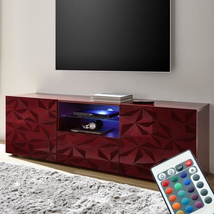 Grand Meuble Tv Lumineux Rouge Laque Design Paolo 2 Rouge L 181 X P 42 X H 79 Cm Achat Vente Meuble Tv Grand Meuble Tv Lumineux Cdiscount