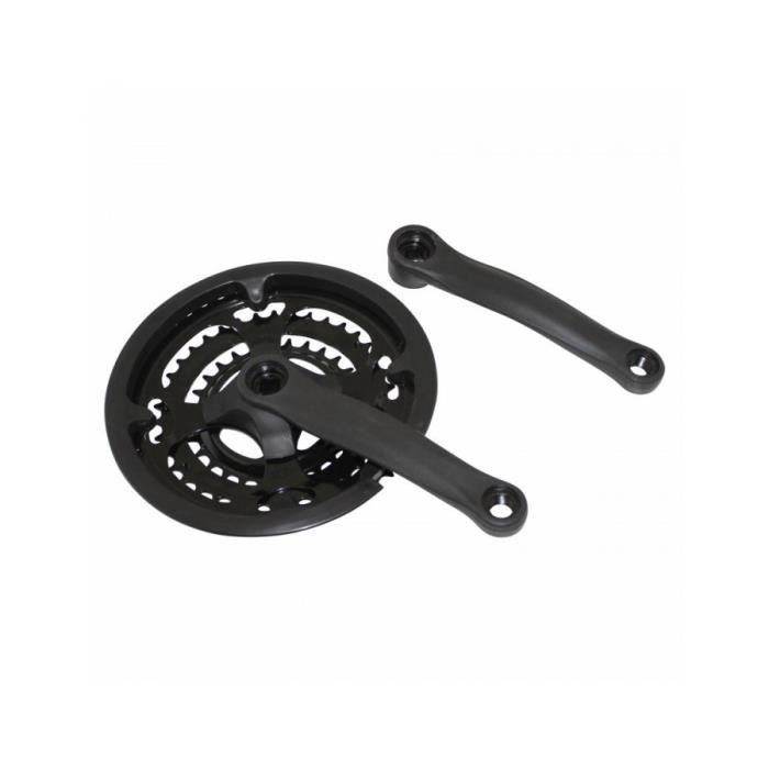 PEDALIER VTT TRIPLE 48-38-28D L170 ALU NOIR 7 / 8V AVEC PARE CHAINE