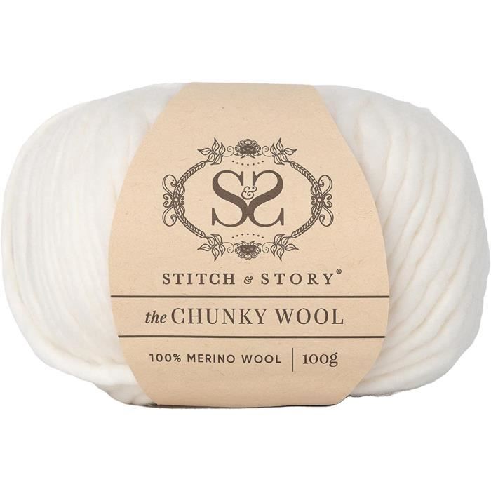 The Chunky Wool Pelote de laine mérinos douce et non mulesing Blanc pur 100  g [326] - Cdiscount Beaux-Arts et Loisirs créatifs