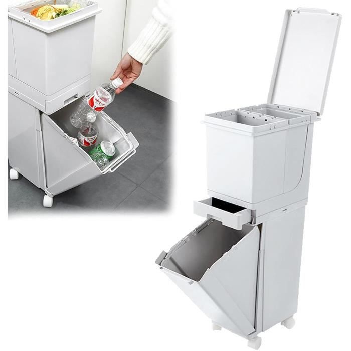 Poubelle Cuisine,Poubelle Tri Selectif,Poubelle Double Couche,avec