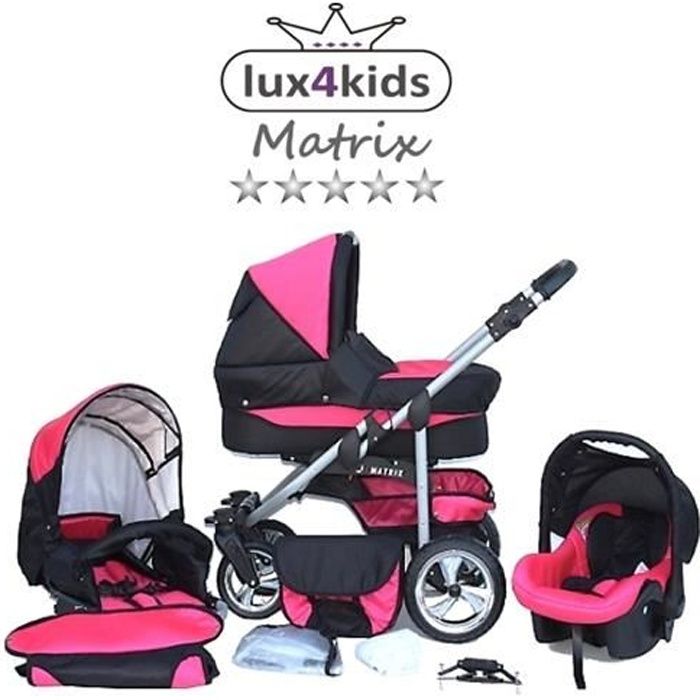 Matrix II VIP Poussette Combinee 3 en 1 Roues pivotantes Nacelle Siege Auto Poussette Canne 31 noir rose Cdiscount Puericulture Eveil bebe