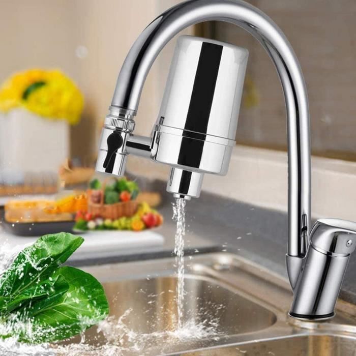 Filtre à Eau Robinet - Purificateur Avec 6 Adaptateurs, Réduit Chlore Et Goût, Capacité 2000L, Température 5-38°C