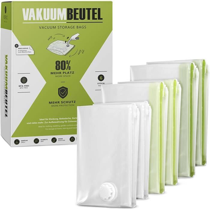 Sac Rangement Sous Vide Aspirateur Lot De 6 2M 2L 2Xl