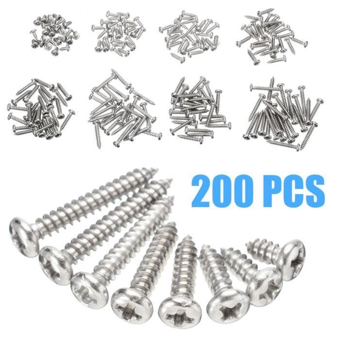 TÊTE CYLINDRIQUE Vis Assortiment/Set 200 Pièces ISO 7380 Noir acier inoxydable a2 m4