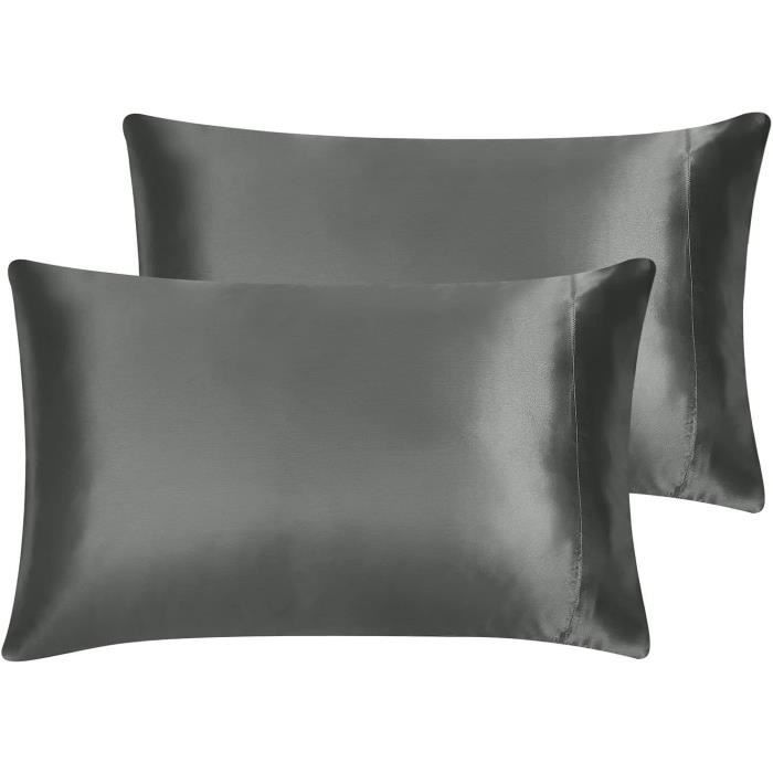 VIVILINEN Taies doreiller en Satin Microfibre Housse doreiller Lot de 2 Noir 50 75cm VIVILINEN Taies doreiller en Satin Microfibre Housse doreiller Lot de 2 Noir 50 75cm