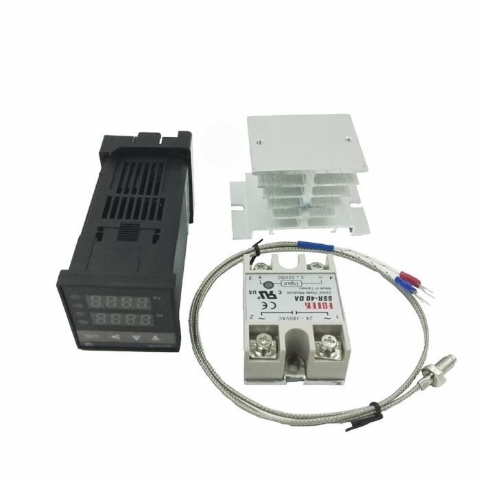 Contrôleur PID Numérique REX-C100 0-1300°C - Sortie 25A, Avec Thermocouple Type K Et Dissipateur Thermique - 4
