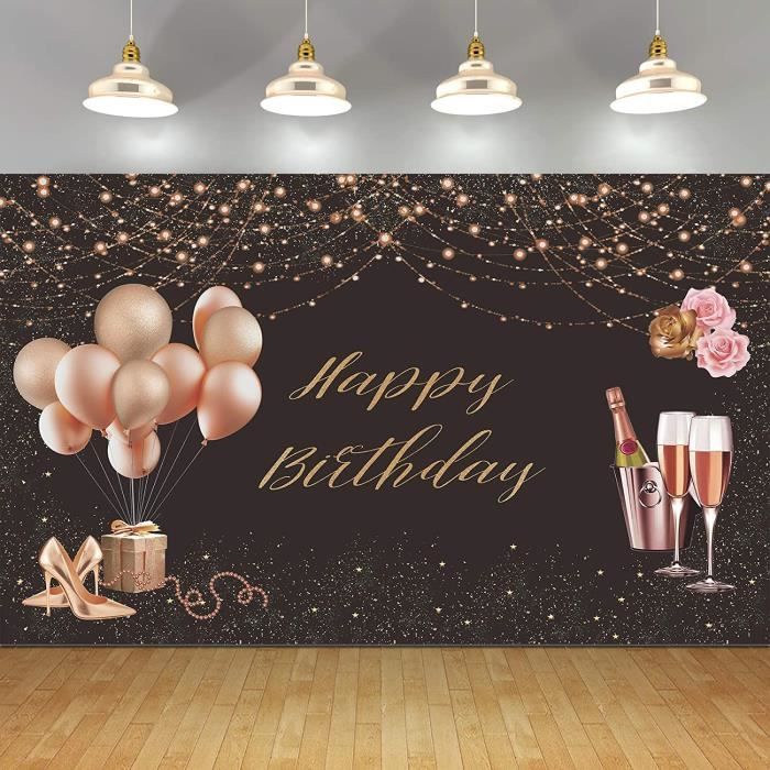 Banniere De Toile De Fond Joyeux Anniversaire Pour Femmes Filles Affiche De Signe En Or Rose Rose En Tissu Pour 16e 18e 30e 4068 Cdiscount Maison