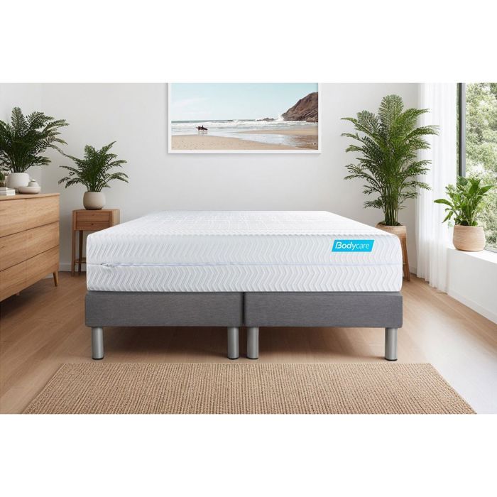 Ensemble matelas sommier 160x200 BODYCARE Biocare Mémoire de forme - 26 cm - Equilibré - double sommiers gris