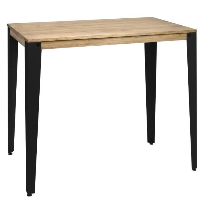 table mange debout lunds - box furniture - style industriel vintage - 120x60x110cm - noir-vieilli