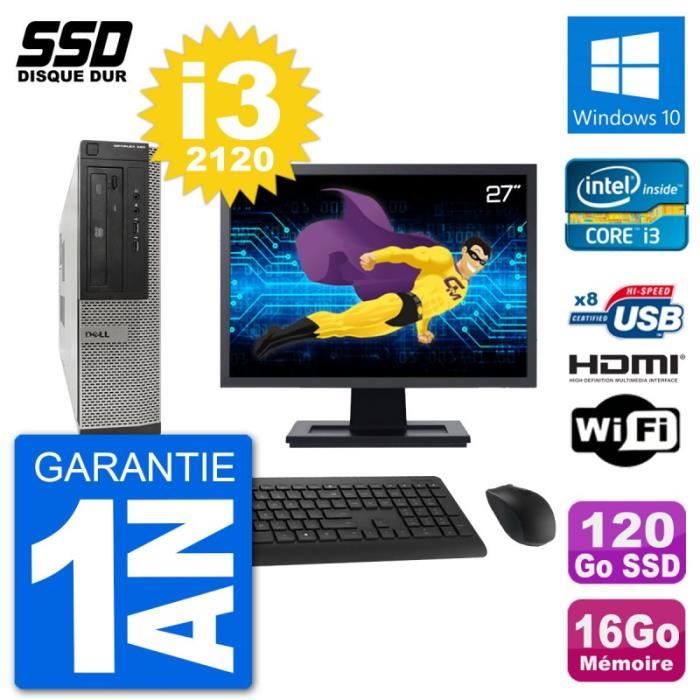 PC Dell 390 DT Ecran 27" i3-2120 RAM 16Go